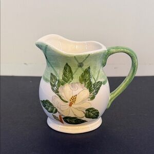 Magnolia flower creamer pitcher green and white